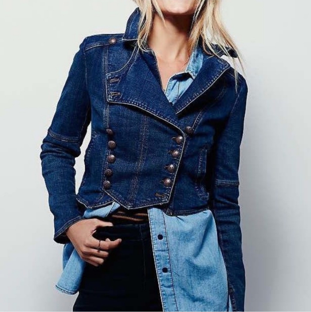 Free people denim military band jacket